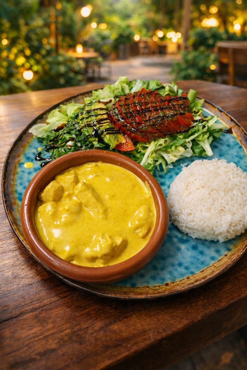 Pollo al curry con arroz