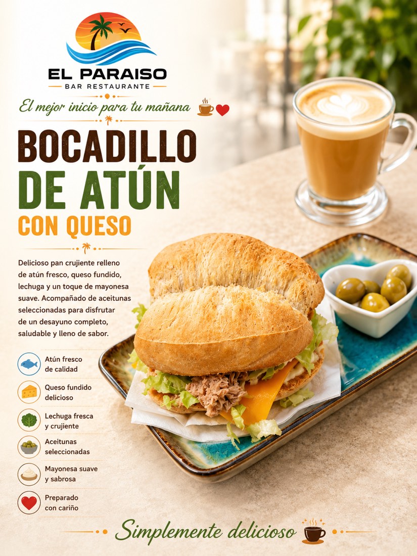 Bocadillo de atún con queso