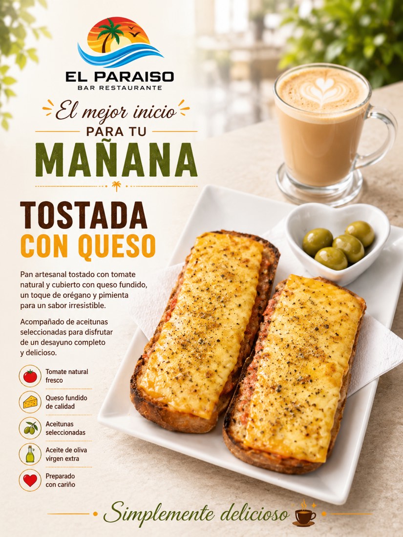 Tostada con queso fundido