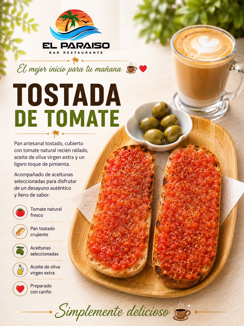 Tostada de tomate natural
